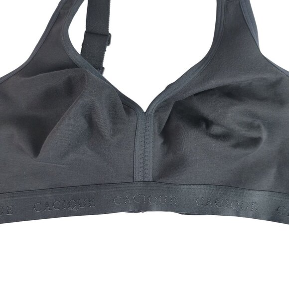 Cacique Unlined Full Coverage No Wire Bra Black 40D Wide Strap Adjust Seamless - Picture 3 of 10